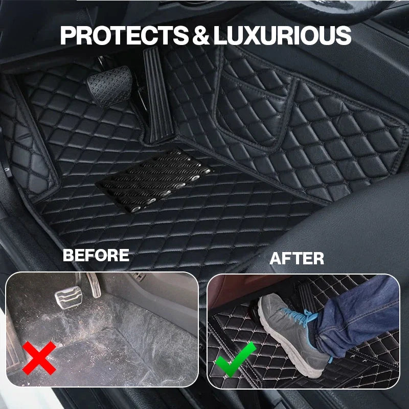 Elvie 2026 Premium 5-Layer Leather Custom Floor Mats for Cars