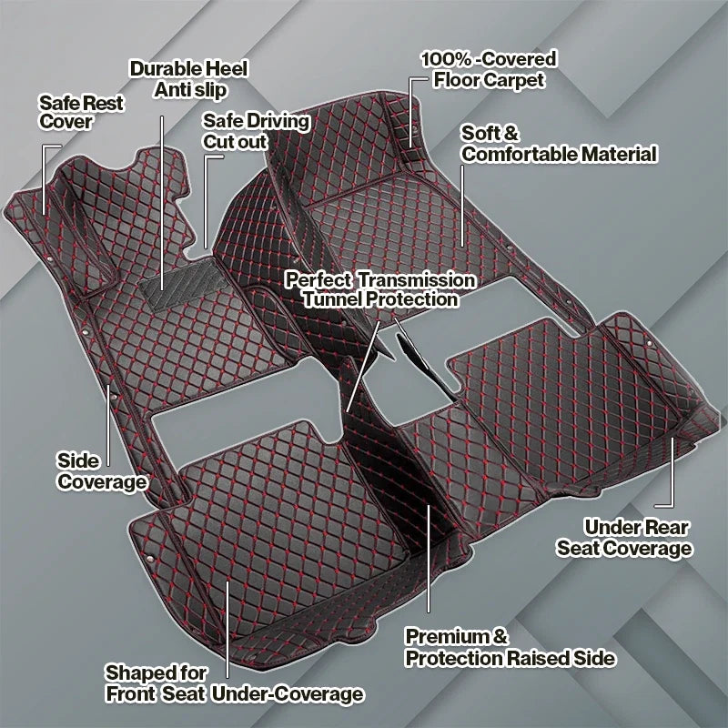 Elvie 2026 Premium 5-Layer Leather Custom Floor Mats for Cars